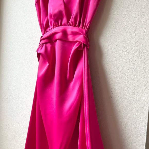 NWT Ramy Brook Milan Open Tie Back Column Gown Hot Pink Sz 12 - Picture 7 of 15
